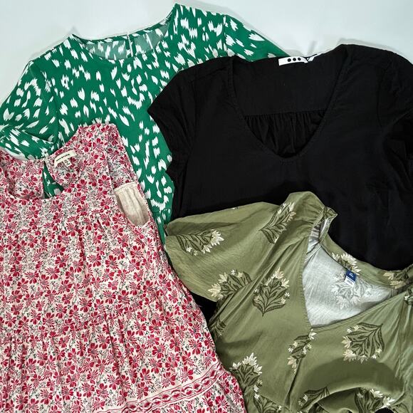 Max Studio Old Navy Three Dots Lot 4 Dresses XS Floral Tiered Work Travel Modest - Picture 1 of 16